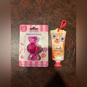 Cute Lip Gloss and Peach Hand Cream Bundle Gift Set Llama Travel Size